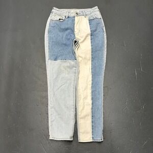 Vintage retro modern 90s style Women's pacsun patch work light washed Mom jeans